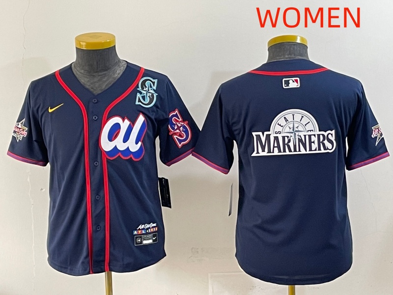 Women 2025 Seattle Mariners Blank Drak Blue All star Blank Blue Nike MLB Jersey style 2->women mlb jersey->Women Jersey